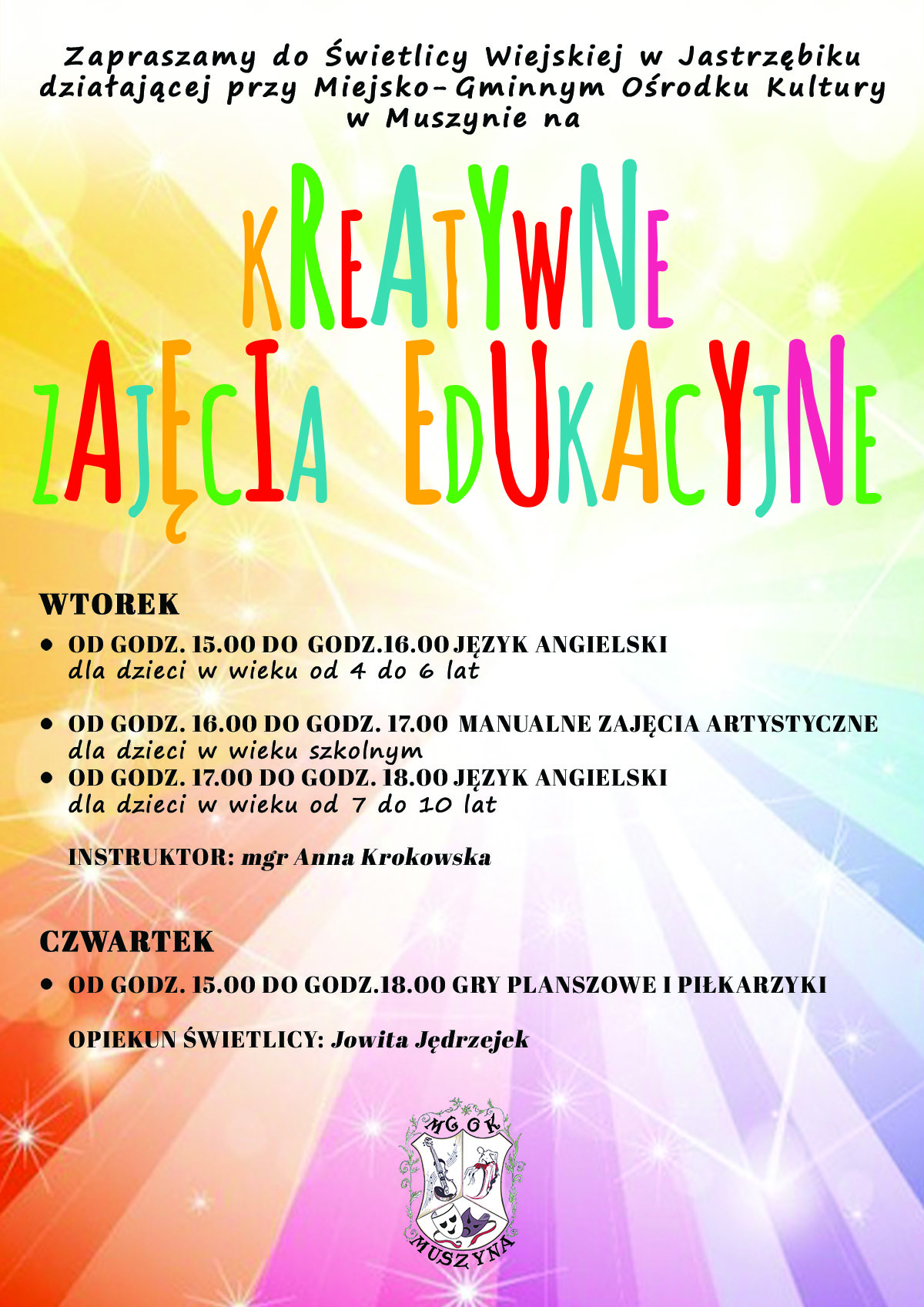 Zajęcia w świetlicy wiejskiej w Jastrzębiku