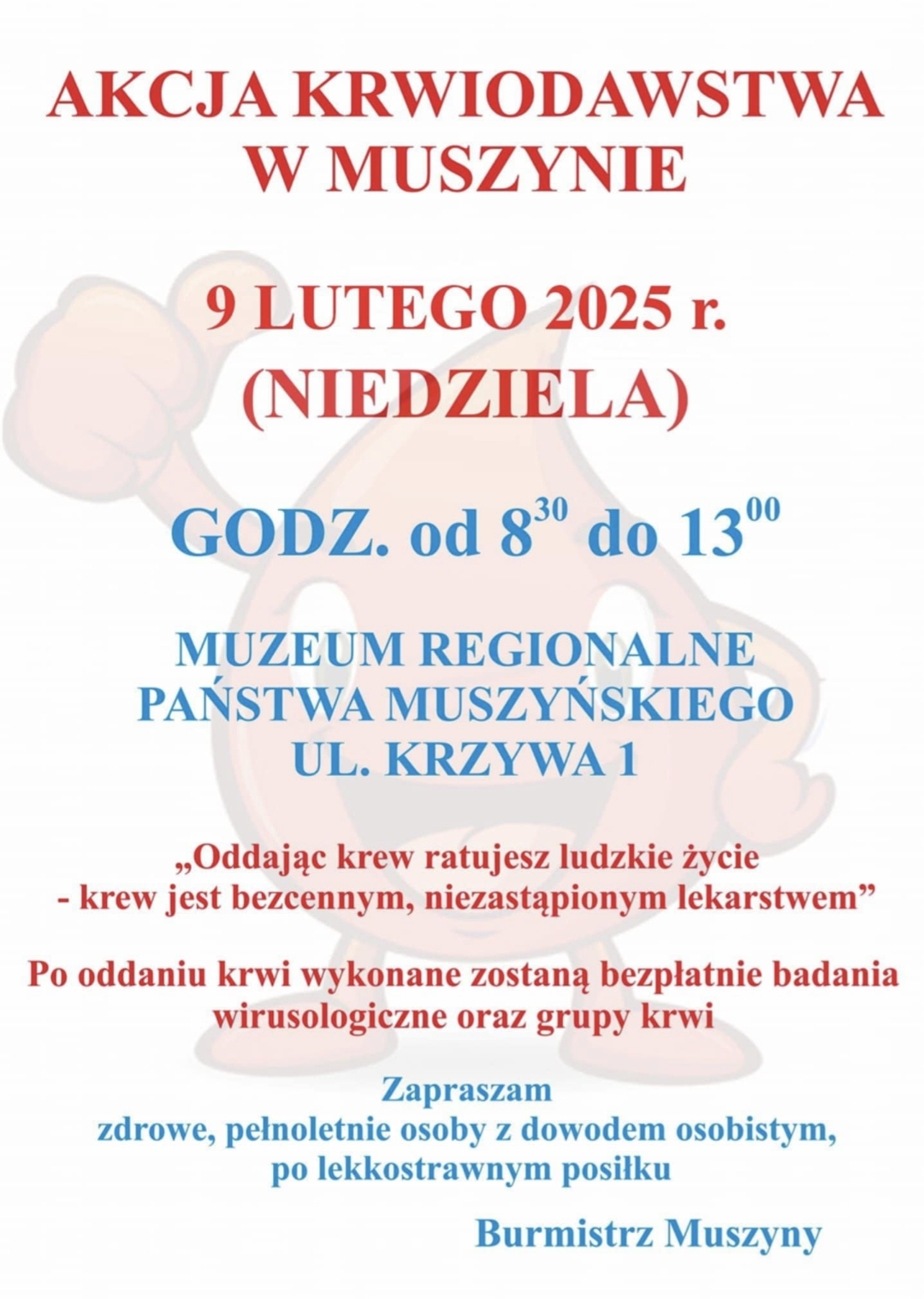 Akcją krwiodawstwa w Muszynie 09.02.2025