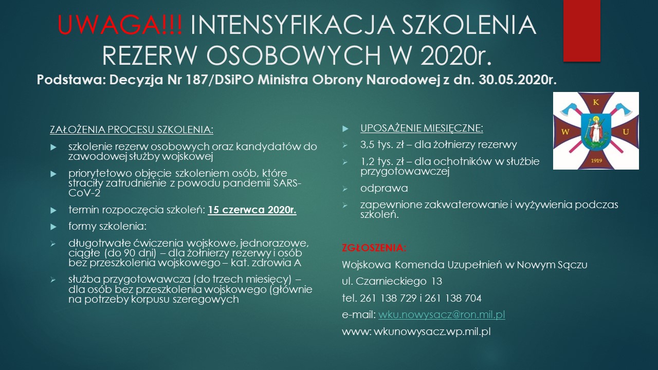 Intensyfikacją szkolenia wojskowego