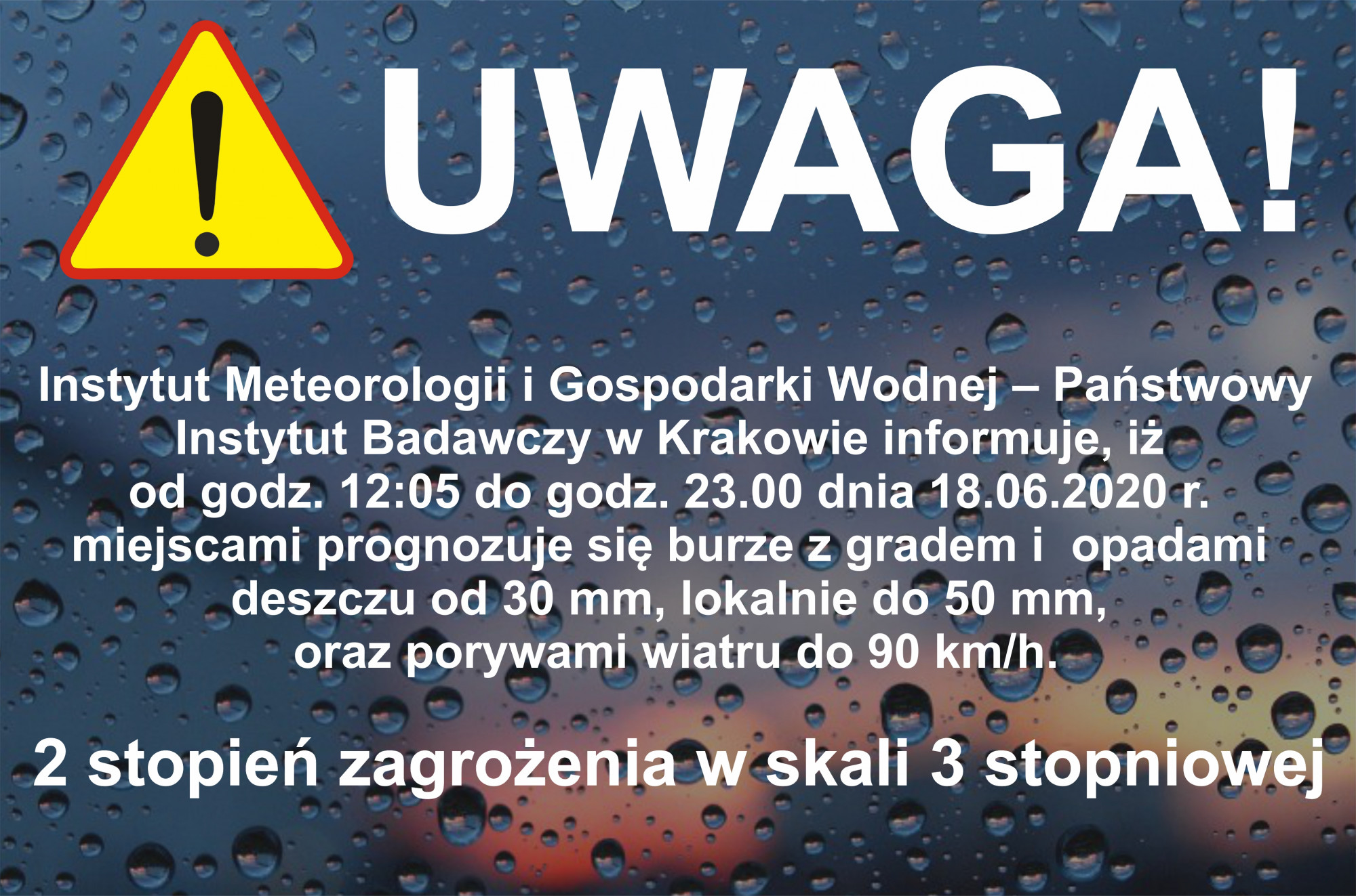 UWAGA! Intensywne opady deszczu! 18.06.2020 r.