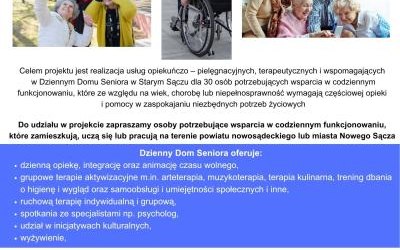 REKRUTACJA DO PROJEKTU PN. „DZIENNY DOM SENIORA” – NABÓR 2