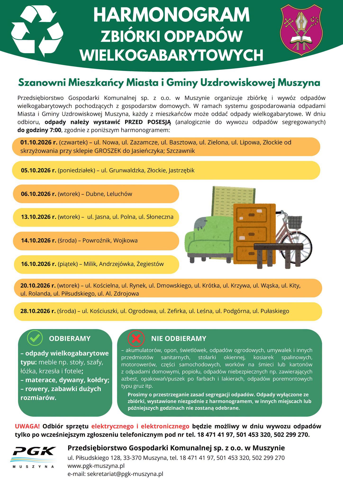 Harmonogram zbiórki odpadów wielkogabarytowych